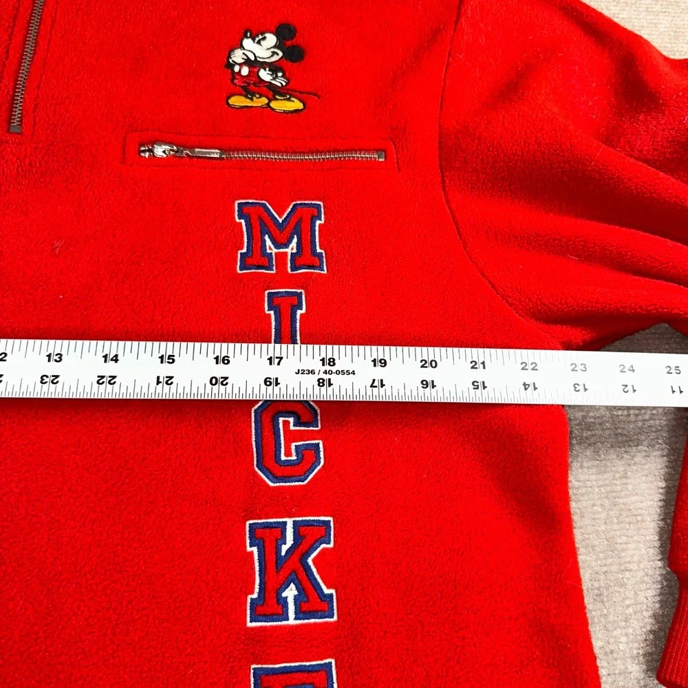 Vintage Disney Store Mickey Mouse Red Fleece Quarter Zip Pullover Medium